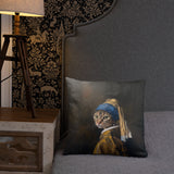 Cat with Pearl Earring Pillow - collectorzown