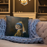 Cat with Pearl Earring Pillow - collectorzown