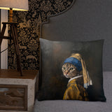 Cat with Pearl Earring Pillow - collectorzown