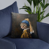 Cat with Pearl Earring Pillow - collectorzown