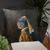 Cat with Pearl Earring Pillow - collectorzown