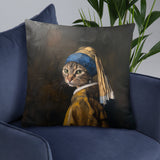 Cat with Pearl Earring Pillow - collectorzown