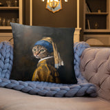 Cat with Pearl Earring Pillow - collectorzown