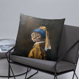 Cat with Pearl Earring Pillow - collectorzown