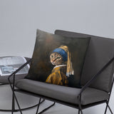 Cat with Pearl Earring Pillow - collectorzown