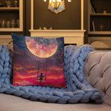 Girl on Moon Swing Premium Pillow - collectorzown