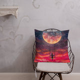 Girl on Moon Swing Premium Pillow - collectorzown