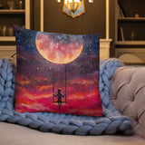 Girl on Moon Swing Premium Pillow - collectorzown