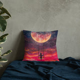 Girl on Moon Swing Premium Pillow - collectorzown