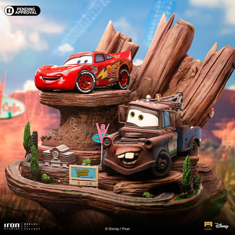 PRE - ORDER: Iron Studios Cars Lightning McQueen & Tow Mater Deluxe Art Scale 1/10 Statue - collectorzown