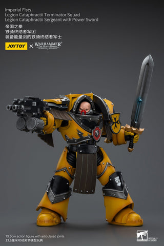 PRE - ORDER: Joytoy Warhammer The Horus Heresy: Imperial Fists Legion Cataphractii Terminator Squad Legion Cataphractii Sergeant with Power Sword 1/18 Scale Action Figure - collectorzown