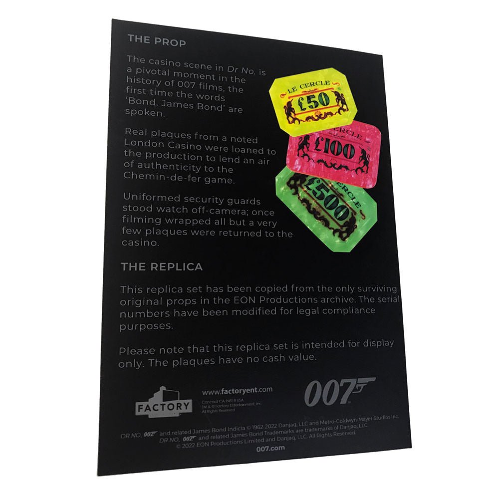 Factory Entertainment James Bond 007 Dr. No Casino Plaques Prop